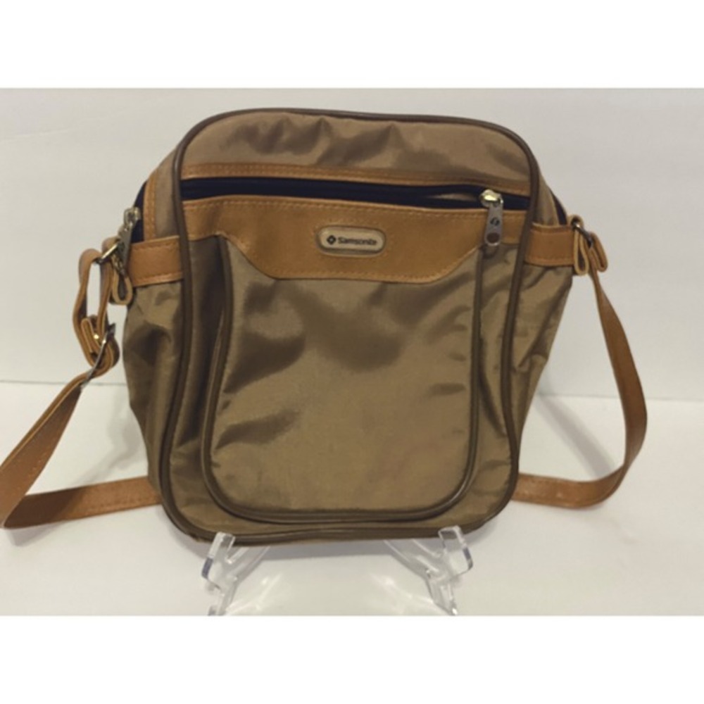 Samsonite‎ Vintage Brown Nylon Crossbody Messenger Bag Travel Shoulder Bag Tan